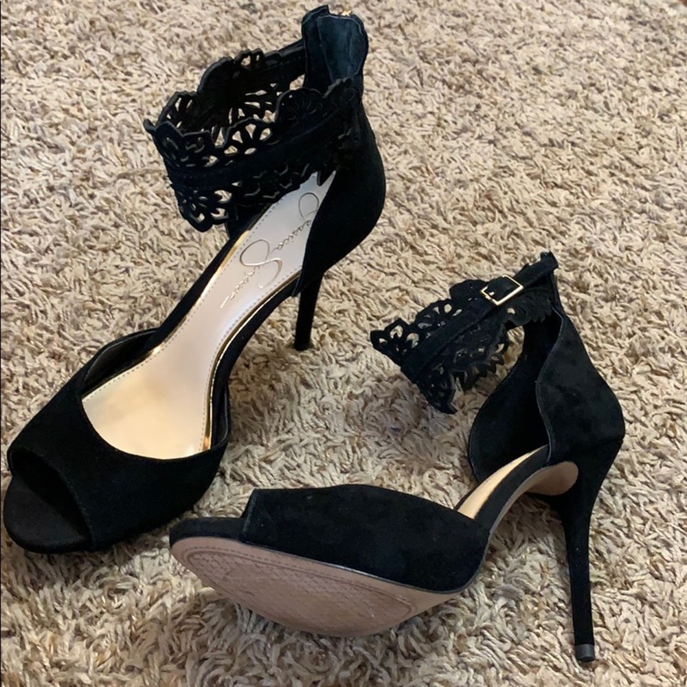 Black Heels with Ankle Detail